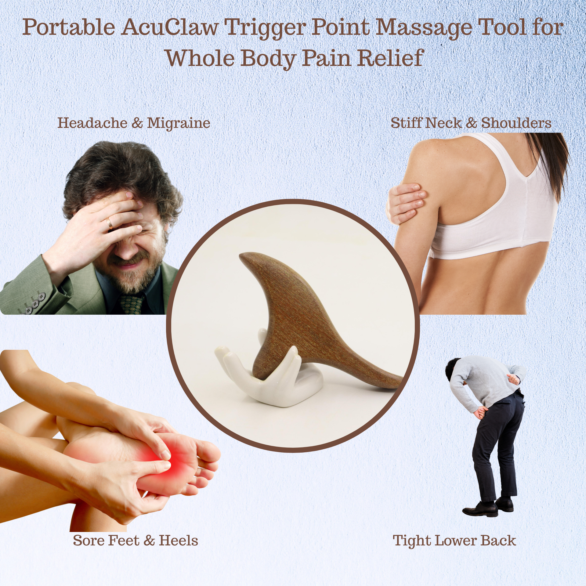 Portable AcuClaw Trigger Point Massage Tool for Whole Body Pain Relief