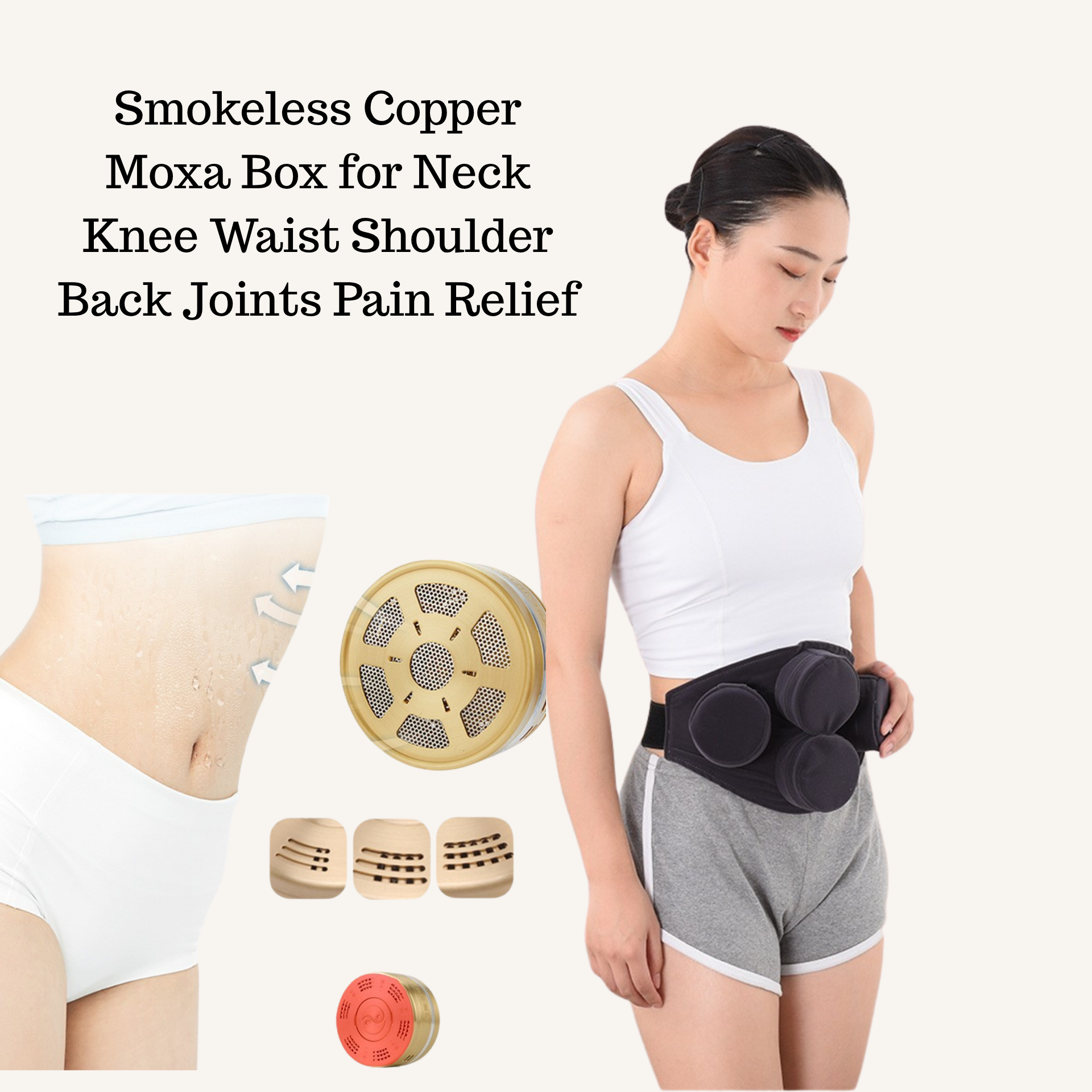 Smokeless Copper Moxa Box for Neck Knee Waist Shoulder Back Joints Pain Relief